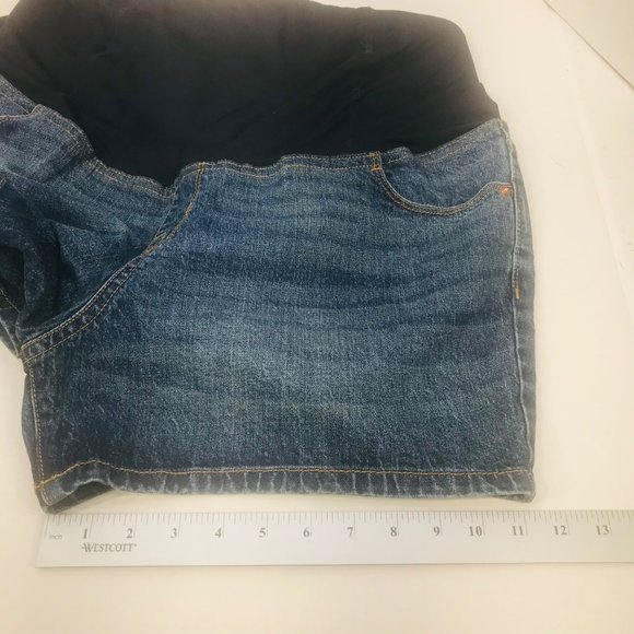 Isabel Maternity Women's Size 12 Crossover Panel Bermuda Blue Denim Short New - Picture 9 of 16